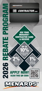 Page 1 of Menards Contractor Card 2026 Rebate Program