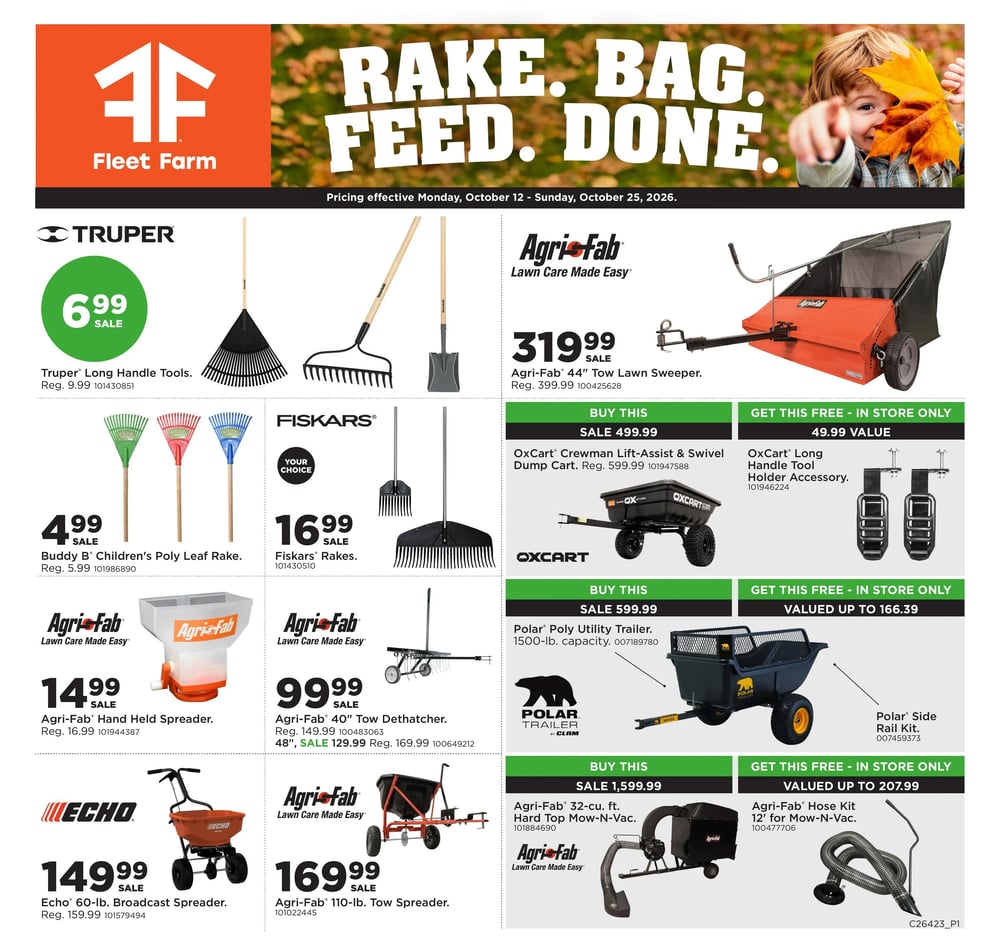 Fleet Farm -  Rake.Bag.Feed.Done. Ad - Page 1