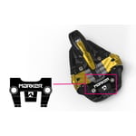 Recalled ski binding in gold, sold with or without Marker branding in the highlighted area.