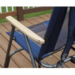 Wooden armrest on folding chair