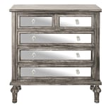Recalled Black Wash Mirrored Chest with 5 drawers