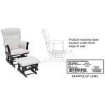 Avalon Glider Rocker with ottoman and label