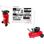 Location of model number and manufacture date on Husky and Craftsman brand air compressors