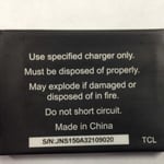 Label on Back of Battery with Battery Number S/N JNS150A