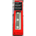 Recalled Legrand Wiremold under-cabinet power strip in the red packaging.