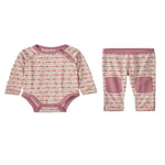 Recalled Infant Capilene Midweight Base Layer Set in pink and white with "My Planet," pink hearts and pink trim