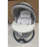 Recalled ZRWD Infant Swing with Gray and White Fabric and Black Base