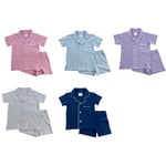 Recalled Blossom Short Sleeve Button Up Short Set – Pink, Light Blue, Lilac, White, Navy