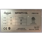 Model (ITEM #:) and batch number located on a label inside of the door of the recalled minifridge