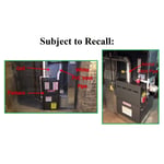 Furnace configurations for recalled evaporator coil drain pans showing an up-flow coil configuration
