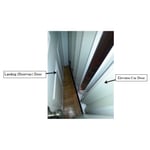 Residential Elevator with Space Between the Exterior Landing (Hoistway) Door and Interior Elevator Car (Accordion) Door. A young child can become entrapped if there is a hazardous gap between the doors.