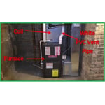 Furnace configuration for recalled evaporator coil drain pans