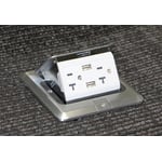 Recalled Garvin Pop-Up Floor Box Kit with stainless steel finish