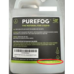Recalled Purefog High Density Natural Fog Juice Liquid (model and lot number location)