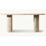 Recalled RH Byron Reeded Stone Dining Table in Italian Classico Travertine