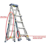 Recalled Werner 20’ and 24’ Multi-Max Pro Multi-Purpose Ladder with location of product label and attached black rope