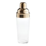 Recalled Gold Metal And Ribbed Glass Cocktail Shaker
