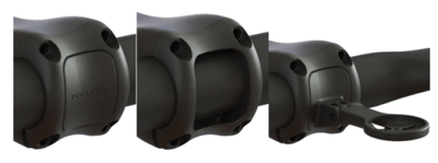 Recalled faceplate designs (left with blanking plate; middle without insert; right with accessory mount)