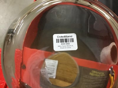 Label on the bottom of the recalled Crate and Barrel pitcher