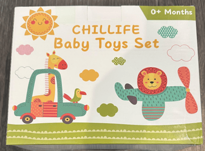 Recalled Chillife 5-in-1 Montessori Baby Toy Set (front of product packaging)