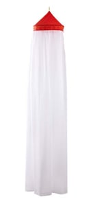 Red pointed canopy top with white mesh fabric