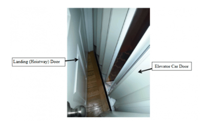 Typical Private Residence Elevator with Exterior Landing (Hoistway) Door and Interior Elevator Car (Accordion) Door