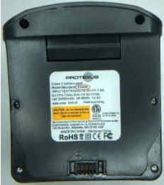 Model PX20A or PX20B is printed on the Protexus battery pack' label.