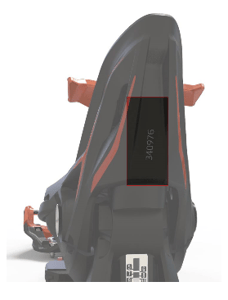 Location of the serial number on the heel unit of the recalled ski binding.