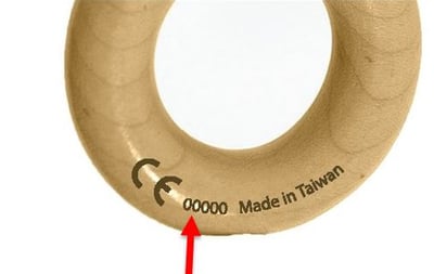 Location of the date code number (14714 or 21815) on the rattle handle