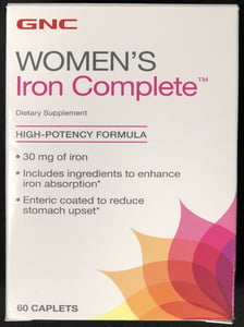 GNC Women’s Iron Complete Dietary Supplement – sixty (60) caplets