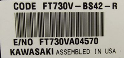 Engine Model and Serial Number Identification Label