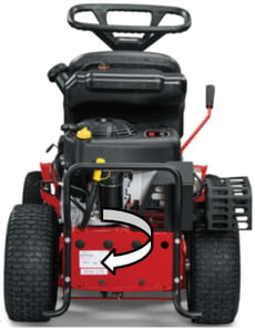 Location of label with model number on back of mower