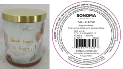 Recalled Kohl’s Think Happy Be Happy Candle