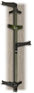 Recalled XOP climbing stick attached to tree (sand ripple green color)