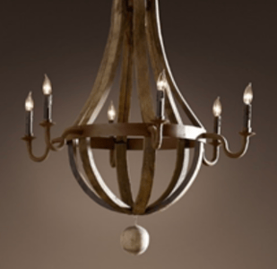 Recalled 6-Arm Wine Barrel Chandelier