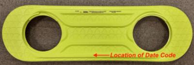 Location of manufacturing date code on the bottom of the scooter