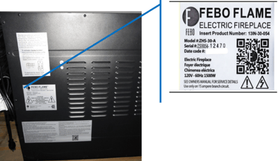 Back panel with label identifying model number