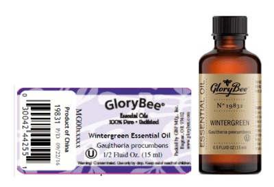 Recalled GloryBee Wintergreen Essential Oil 0.5 fl. oz. (15 mL)