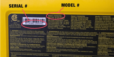Location of Model # and Serial #