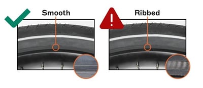 If your tire is identified with a ribbed sidewall, as indicated by the Red Triangle, your RadWagon 4 is affected by this recall