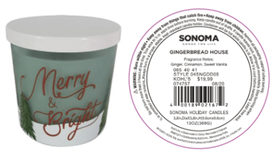 Recalled Kohl’s Merry & Bright Candle