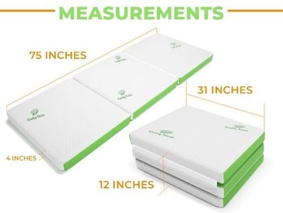 Recalled Cushy Form Tri-Fold Folding Mattress folded for storage.