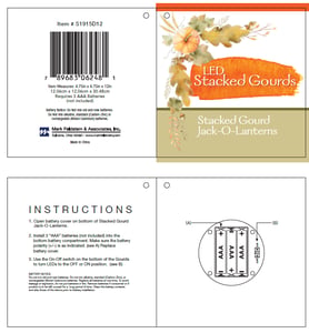Mark Feldstein & Associates LED Stacked Gourd Jack O Lantern decoration and hang tag