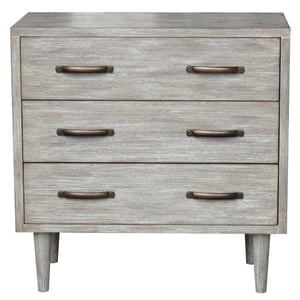 Recalled Mid-Century 3-Drawer Accent Chest, white finish, Model DS-D146-005