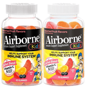 Recalled Airborne 63-count and 75-count kids assorted fruit flavor