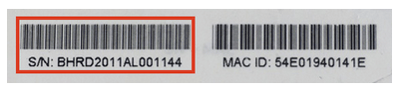 The serial number can also be found on the product packaging.
