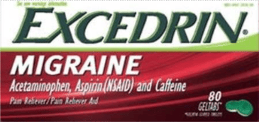 Recalled Excedrin Migraine Geltabs (50, 80, 100, 125, 200, 250 and 300-count)