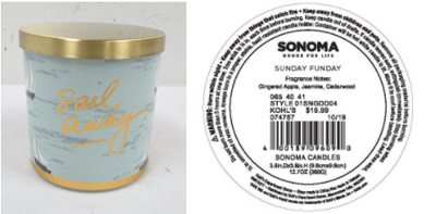 Recalled Kohl’s Sail Away Candle