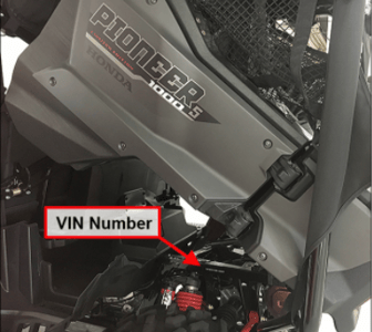 Pioneer 1000 Location of VIN Number