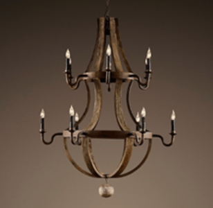 Recalled 12-Arm Wine Barrel Chandelier